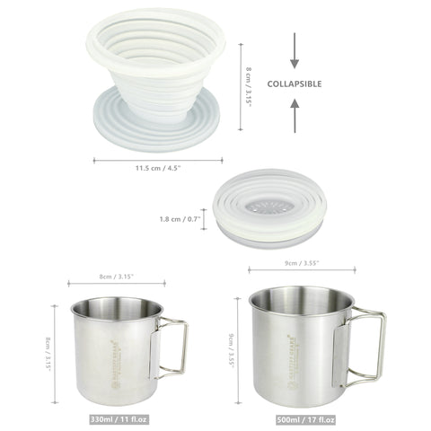 Mastiff Gears ® 304 (18/8) Stainless Steel (FDA Compliant) Camping Cup/Dripper Set (Coffee Dripper Set) Mastiff Gears ® 304 (18/8) Stainless Steel (FDA Compliant) Camping Cup/Dripper Set (Coffee Dripper Set)