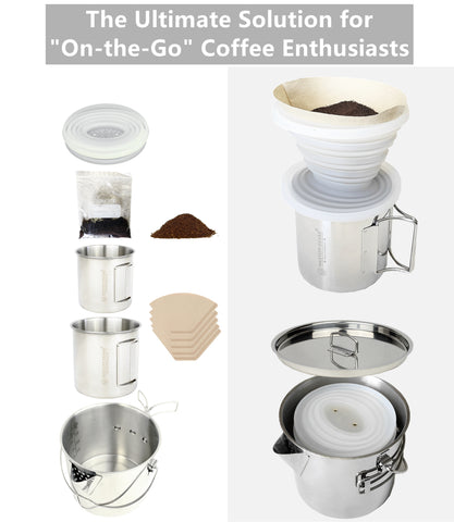 Mastiff Gears ® 304 (18/8) Stainless Steel (FDA Compliant) Camping Cup/Dripper Set (Coffee Dripper Set) Mastiff Gears ® 304 (18/8) Stainless Steel (FDA Compliant) Camping Cup/Dripper Set (Coffee Dripper Set)