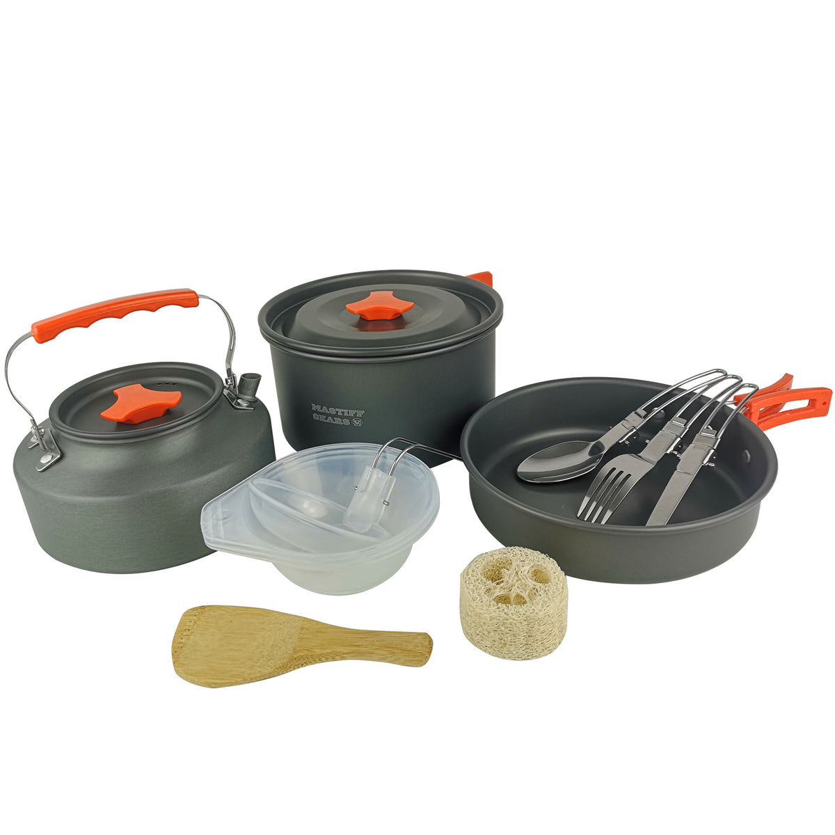 Portable Camping Cookware Set, Bundle with Coffee/Tea Pot, Camping Cutlery Set for Outdoor, Camping, Hiking, Backpacking, Picnic, BBQ