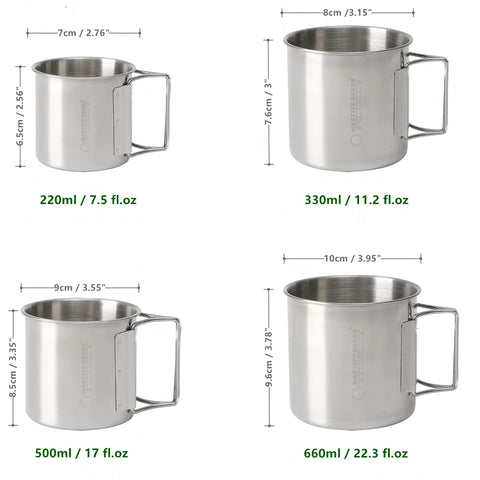 Mastiff Gears ® 304 (18/8) Stainless Steel Camping Folding Cups Family Set Stackable Cups Mastiff Gears ® 304 (18/8) Stainless Steel Camping Folding Cups Family Set Stackable Cups