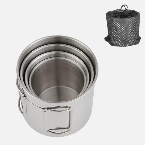 Mastiff Gears ® 304 (18/8) Stainless Steel Camping Folding Cups Family Set Stackable Cups Mastiff Gears ® 304 (18/8) Stainless Steel Camping Folding Cups Family Set Stackable Cups