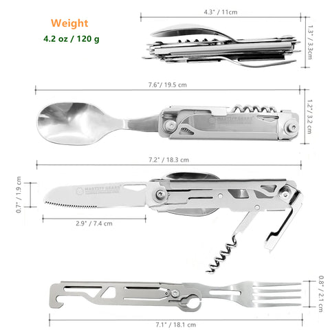 MASTIFF GEARSĀ® 5-in-1 Portable Camping Utensils Set MASTIFF GEARSĀ® 5-in-1 Portable Camping Utensils Set