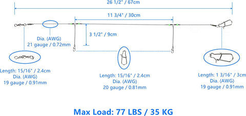 Mastiff Gears® 12 Pcs Pickerel rigs with Circle Hooks