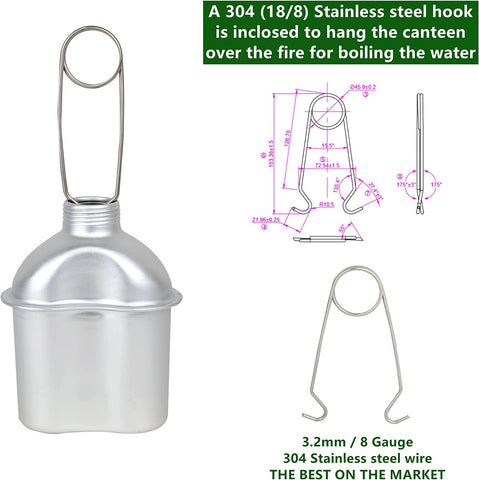 Mastiff GearsĀ® US G.I. style 1 Quart military Anodized aluminum Canteen Kit Mastiff GearsĀ® US G.I. style 1 Quart military Anodized aluminum Canteen Kit