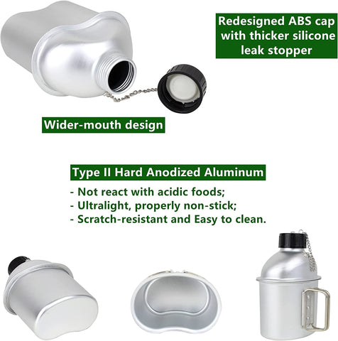 Mastiff GearsĀ® US G.I. style 1 Quart military Anodized aluminum Canteen Kit Mastiff GearsĀ® US G.I. style 1 Quart military Anodized aluminum Canteen Kit
