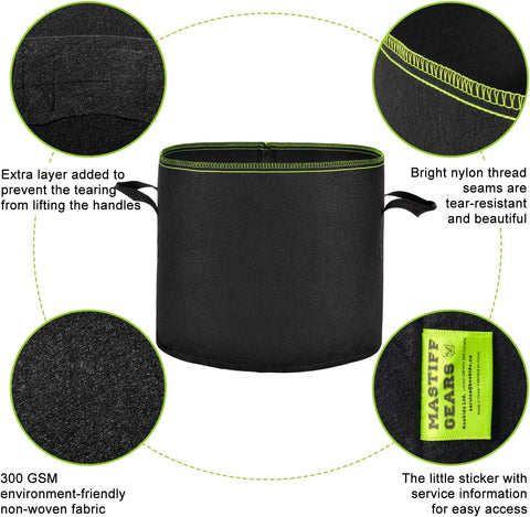 Mastiff Gears® Grow Bags, Durable Fabric Pots, Plant Pots