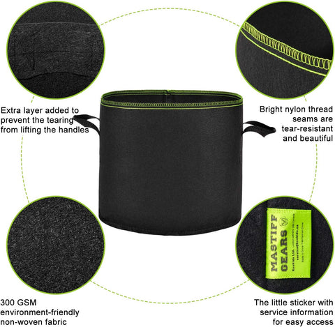Mastiff Gears® Grow Bags, Durable Fabric Pots, Plant Pots Mastiff Gears® Grow Bags, Durable Fabric Pots, Plant Pots