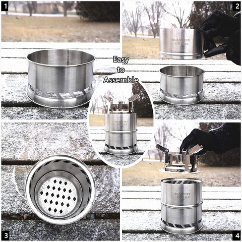 Mastiff Gears® Lightweight Camping Stove, Stainless Steel Backpacking Stove (Small-5.25 Diameter)
