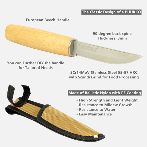 Mastiff Gears®  Stainless Steel PUUKKO Fixed-Blade Viking Knife