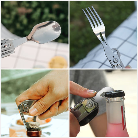 MASTIFF GEARS® 5-in-1 Portable Camping Utensils Set