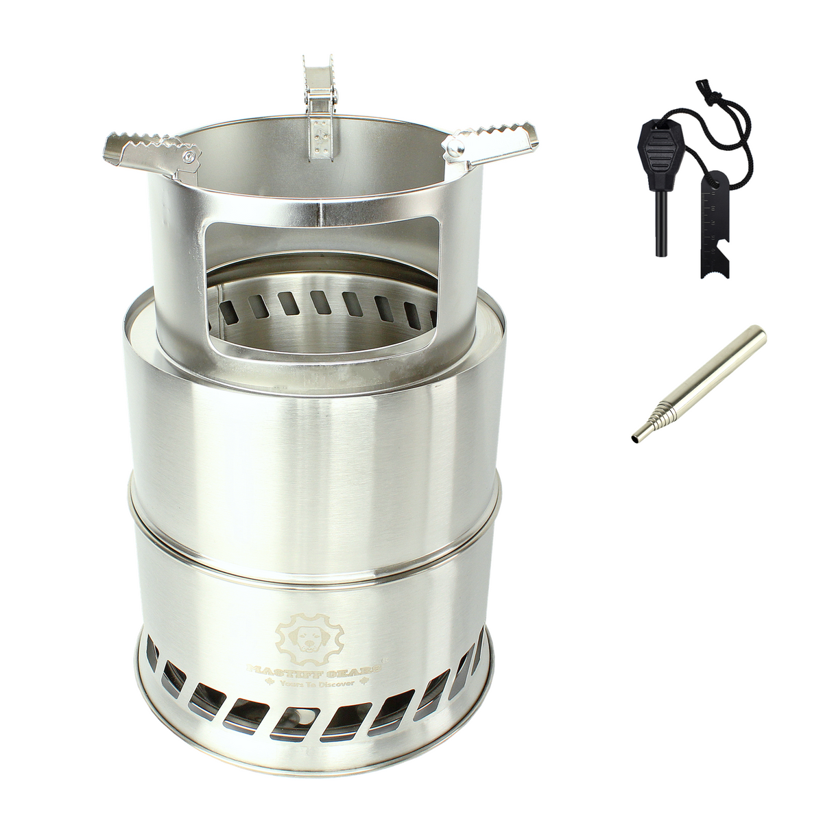 Mastiff Gears® Lightweight Camping Stove, Stainless Steel Backpacking Stove (Big, 7.87 Diameter)