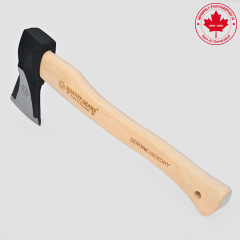 MASTIFF GEARS Wood Splitting Axe, 16.5 Inch 1055 Carbon Steel Forged Camp Axe with American Hickory Handle, German DIN Certified, Genuine Leather Sheath for Firewood Camping Yard Work