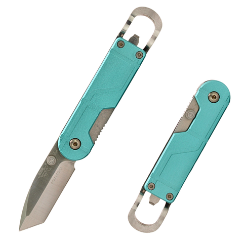Sanrenmu 6027 Folding Pocket Knife with Bottle Opener, 2” 8Cr14MoV Blade, Safety Liner Lock, Lightweight EDC Utility Knife for Outdoor Camping Office (Blue)