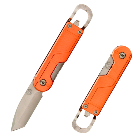 Sanrenmu 6027 Folding Pocket Knife with Bottle Opener, 2” 8Cr14MoV Blade, Safety Liner Lock, Lightweight EDC Utility Knife for Outdoor Camping Office (Orange)