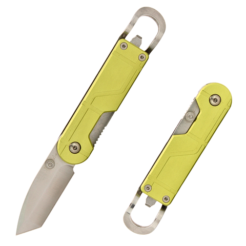 Sanrenmu 6027 Folding Pocket Knife with Bottle Opener, 2” 8Cr14MoV Blade, Safety Liner Lock, Lightweight EDC Utility Knife for Outdoor Camping Office (Wasabi Green)