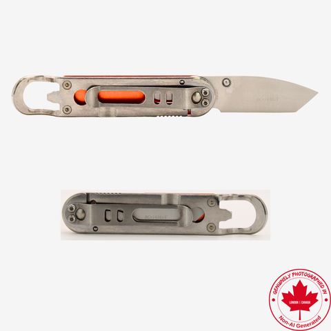 Sanrenmu 6027 Folding Pocket Knife with Bottle Opener, 2” 8Cr14MoV Blade, Safety Liner Lock, Lightweight EDC Utility Knife for Outdoor Camping Office (Orange)