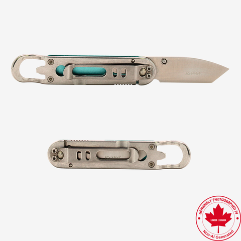 Sanrenmu 6027 Folding Pocket Knife with Bottle Opener, 2” 8Cr14MoV Blade, Safety Liner Lock, Lightweight EDC Utility Knife for Outdoor Camping Office (Blue)
