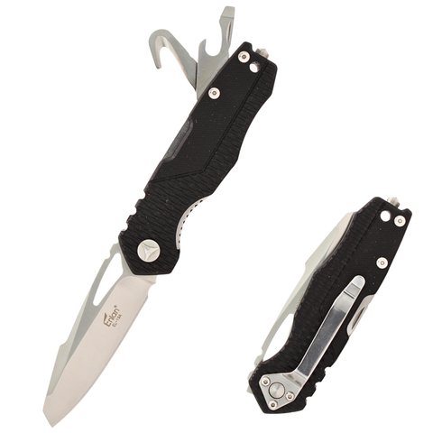 Enlan EL19A Multifunction Rescue Knife, 3.19" 8Cr13MoV Blade, 3 Independent Liner Locks, Seatbelt Cutter Window Breaker EDC Pocket Knife