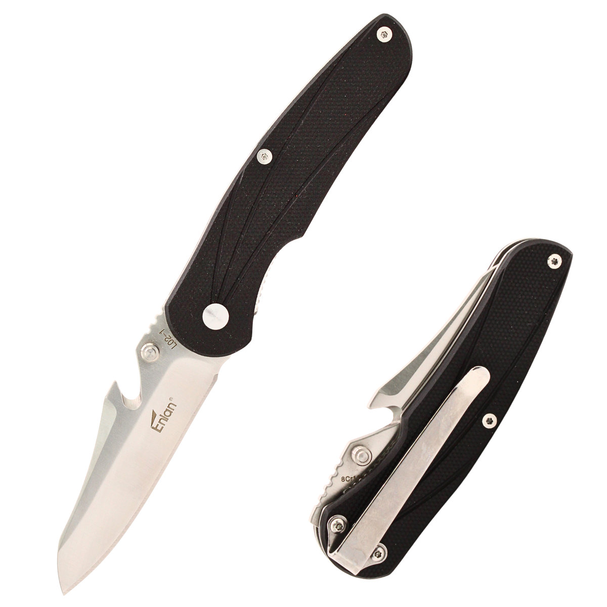 Enlan L02-1 Folding Pocket Knife – G10 Handle, Built-in Rope Cutter for EDC, Camping & Tactical Use