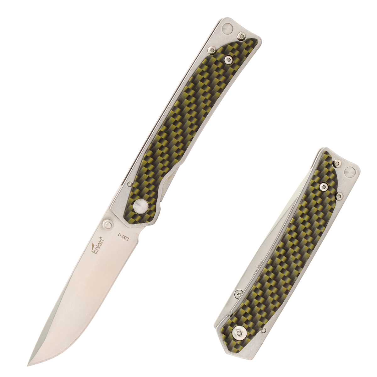 Enlan L03 Compact Folding Knife – Gentleman’s EDC Folder with Art Deco Design, no pocket clip, for Camping & Tactical Use