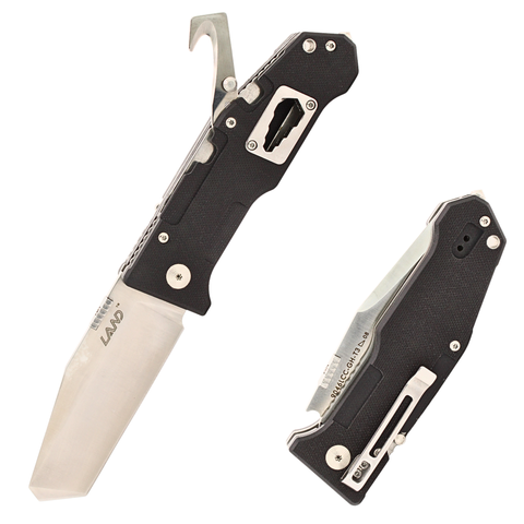 Sanrenmu Land 9046 Heavy Duty Rescue Knife | Sandvik 12C27 Chisel Grind Blade, Seatbelt Cutter, Glass Breaker, Hex Wrenches, Liner Lock with Safety, G10 Handle, EDC Work & Rescue Knife