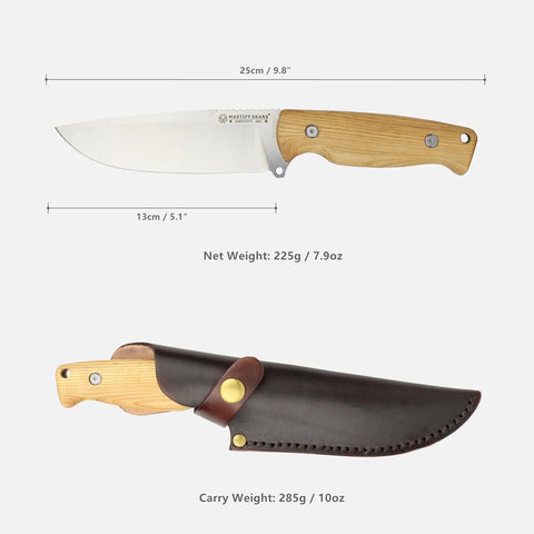 Mastiff Gears® Saber Tooth 440C Stainless Steel Outdoor Survival Knife - Full Tang Bushcraft Camping Knife with Wooden Handle