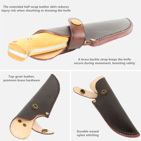 Mastiff Gears® Saber Tooth 440C Stainless Steel Outdoor Survival Knife - Full Tang Bushcraft Camping Knife with Wooden Handle