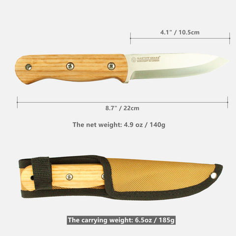 Mastiff Gears® Bushcraft Knife - 1075 Carbon Steel Full Tang Fixed-Blade Knife