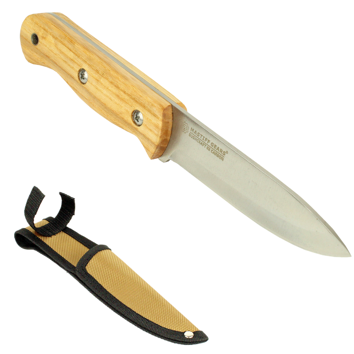 Mastiff Gears® Bushcraft Knife - 1075 Carbon Steel Full Tang Fixed-Blade Knife