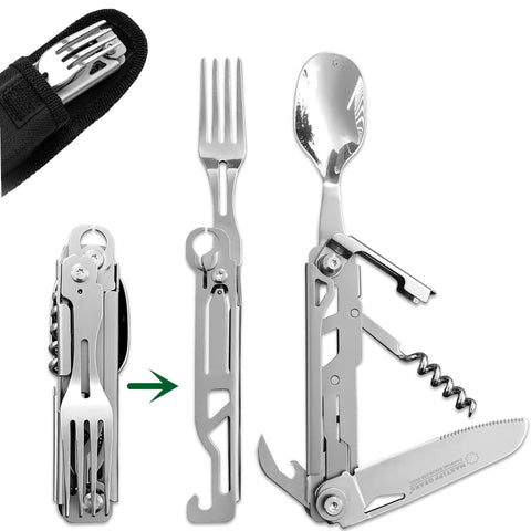 MASTIFF GEARS® 5-in-1 Portable Camping Utensils Set