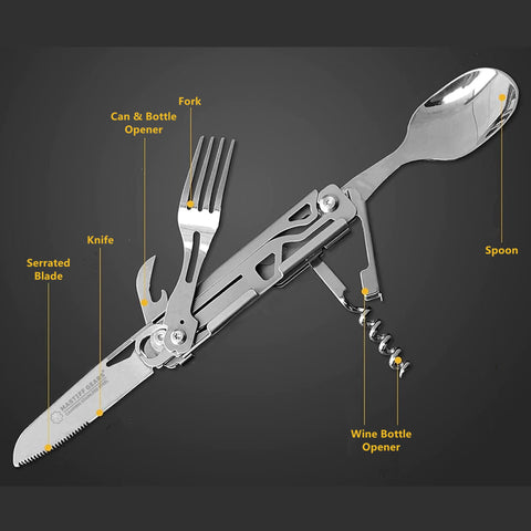 MASTIFF GEARS® 5-in-1 Portable Camping Utensils Set