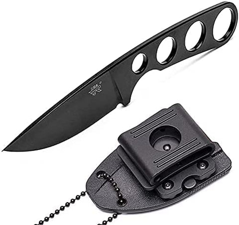 Mastiff Gears® Sanrenmu (SRM) 7130 Full Tang Fixed-Blade Knife w/ Molded Polymer Sheath & Belt Adapter (Black Coated)