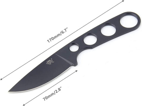 Mastiff Gears® Sanrenmu (SRM) 7130 Full Tang Fixed-Blade Knife w/ Molded Polymer Sheath & Belt Adapter (Black Coated)