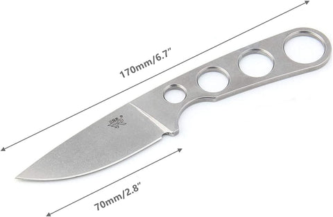 Mastiff Gears® Sanrenmu (SRM) 7130 Full Tang Fixed-Blade Knife w/ Molded Polymer Sheath & Belt Adapter (Silver Stonewash)