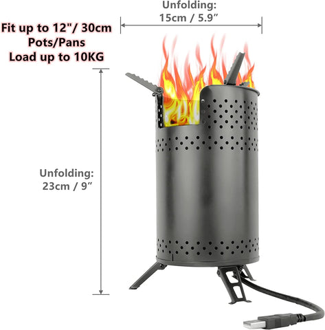 Mastiff Gears® Ninja High BTU output Portable Stove Wood Burning Camping Stove with USB fan blower