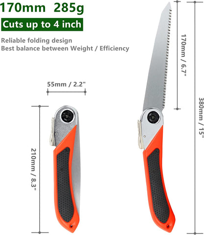 Mastiff Gears ® All-Purpose Camping Saw Hand Pruning Saws 7"/170mm with Carry Case