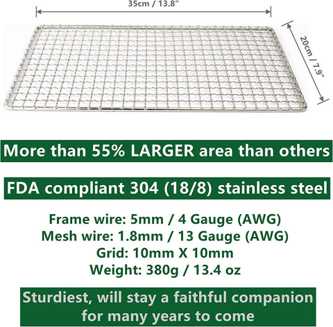 Mastiff Gears® Bushcraft Grill Grate, 35cm X 20cm / 13.8” X 7.9”, Solo Bigger Grill