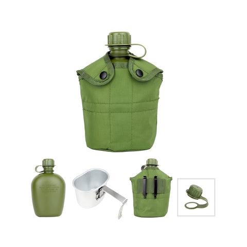 Mastiff Gears® US G.I. HDPE Canteen w/ M-1910 style nested Canteen Cup Kit