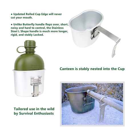 Mastiff Gears® US G.I. HDPE Canteen w/ M-1910 style nested Canteen Cup Kit